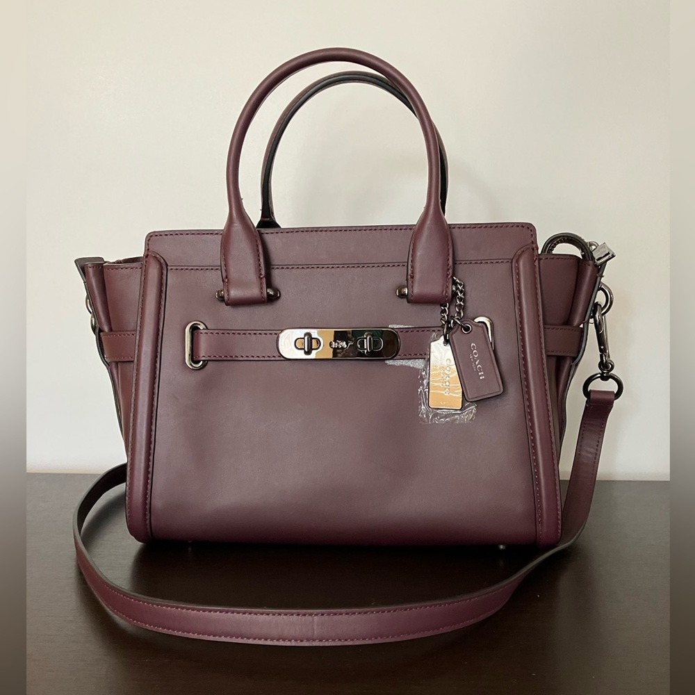 Coach Swagger 27 Oxblood Gunmetal Handbag